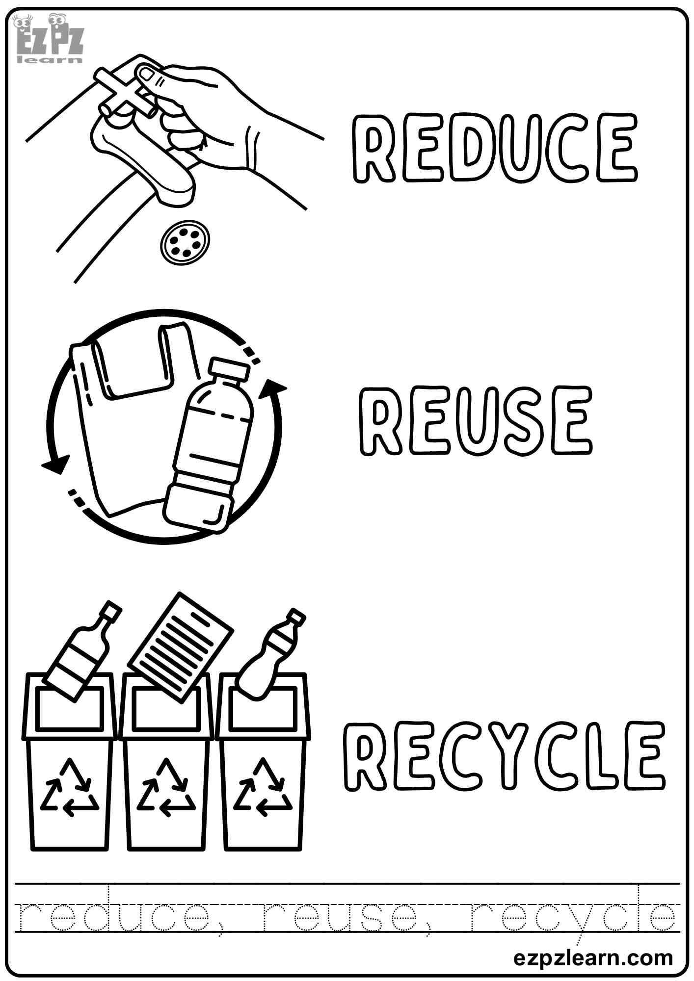 Earth Day Reduce Reuse And Recycle Coloring Activity For Kids Earth Day Reduce Reuse And Recycle Coloring Activity For Kids