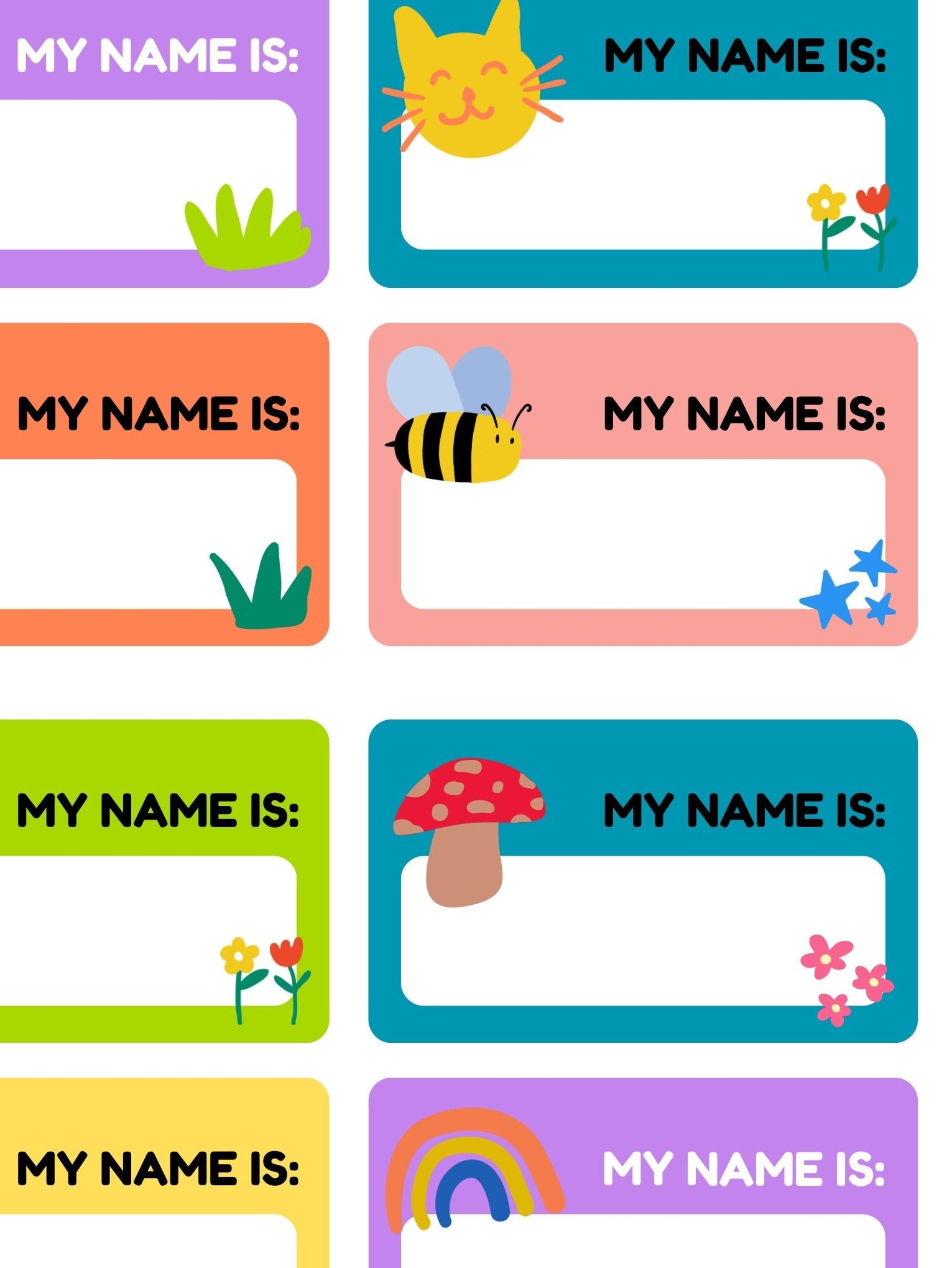 Editable Canva Name Tags Printable Name Tags Kids Party Name Tags 