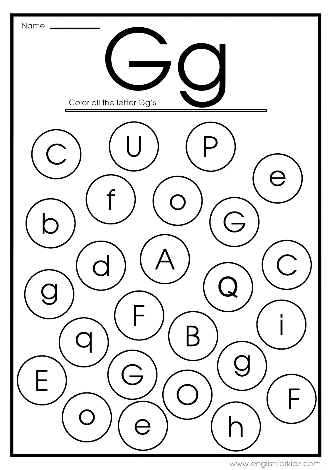 Alphabet G Worksheet