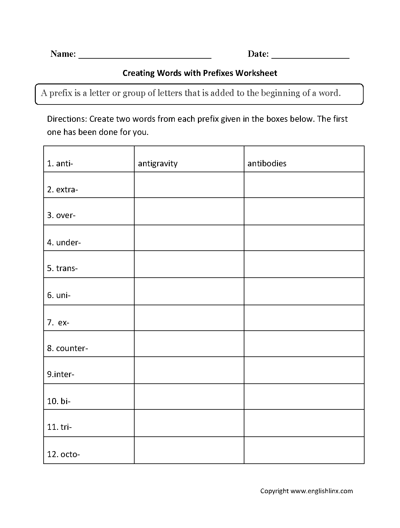 Englishlinx Prefixes Worksheets Englishlinx Prefixes Worksheets