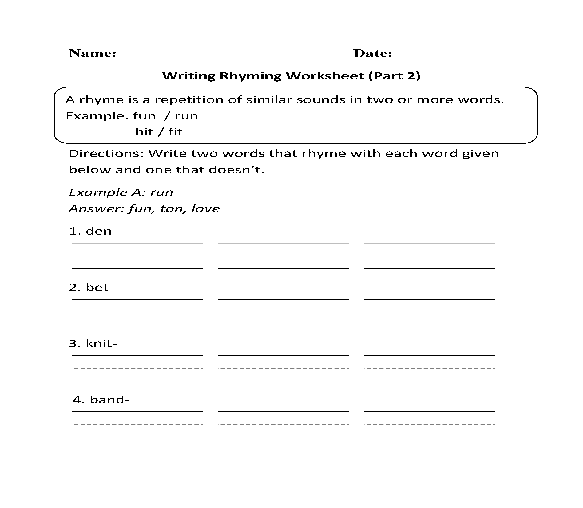Englishlinx Rhyming Worksheets
