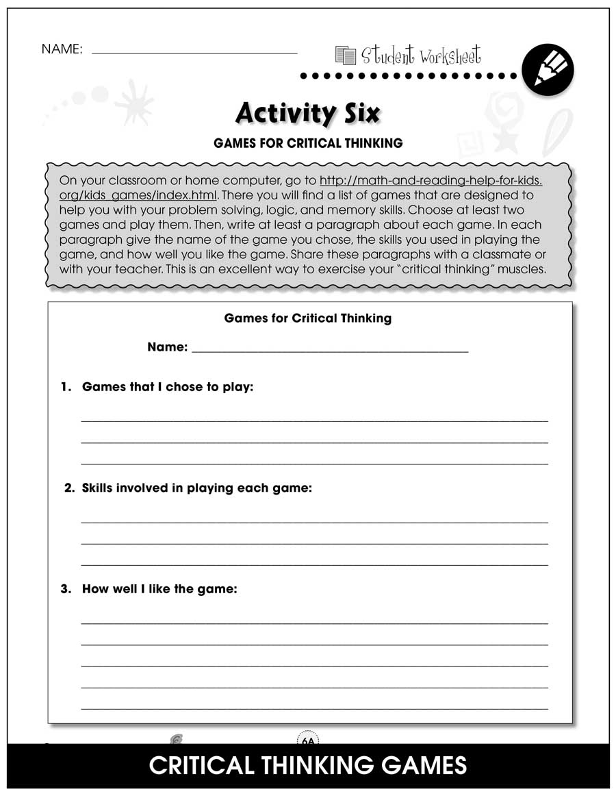 Enhance Critical Thinking Skills With Engaging Worksheets Your Brand Or Website Name 