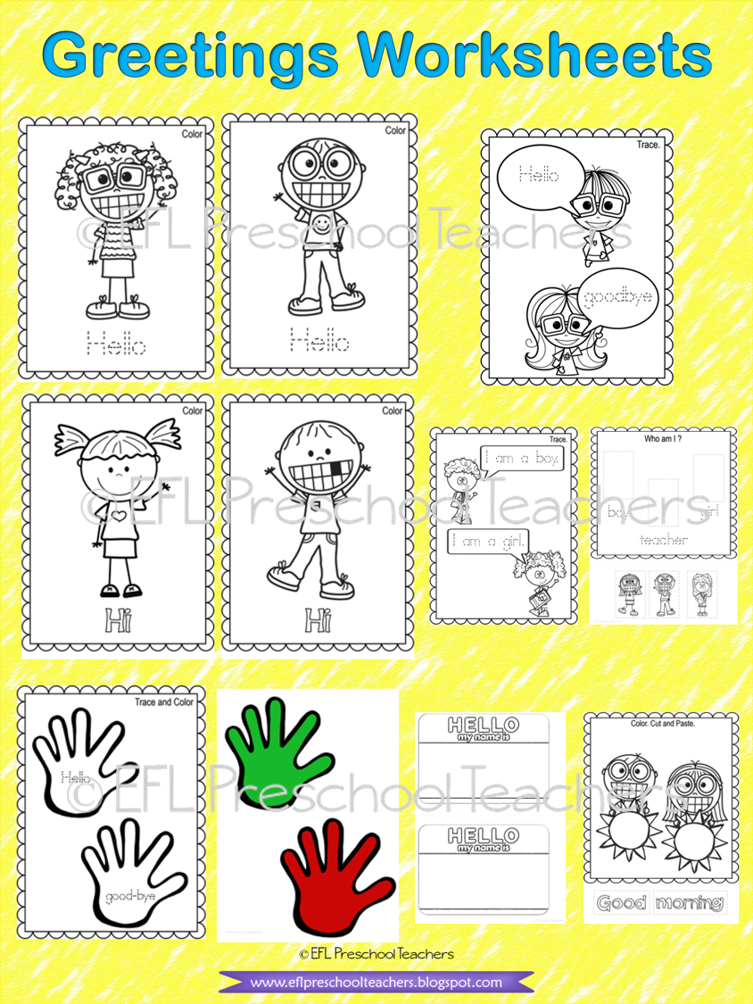 ESL EFL Preschool Teachers Greetings Theme For Kindergarten 