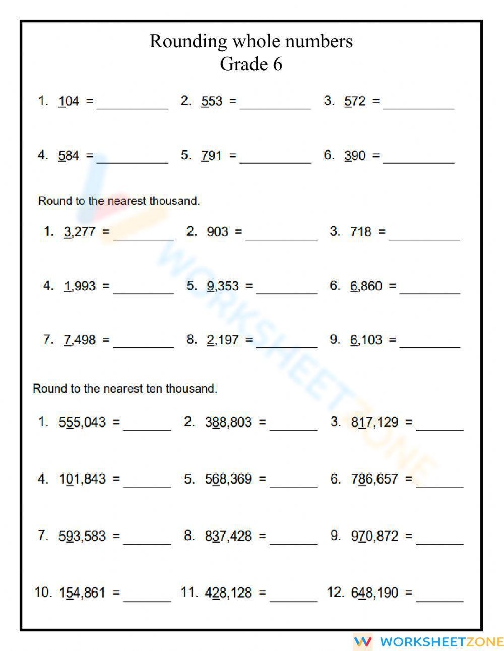 Free Estimating Worksheets For 6th Grade