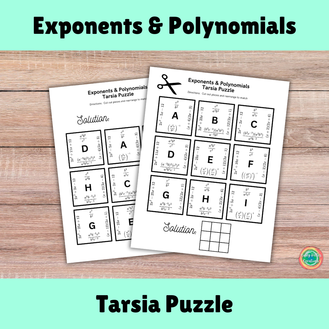 Exponents And Polynomials Tarsia Puzzle Multiplying And Exponents And Polynomials Tarsia Puzzle Multiplying And
