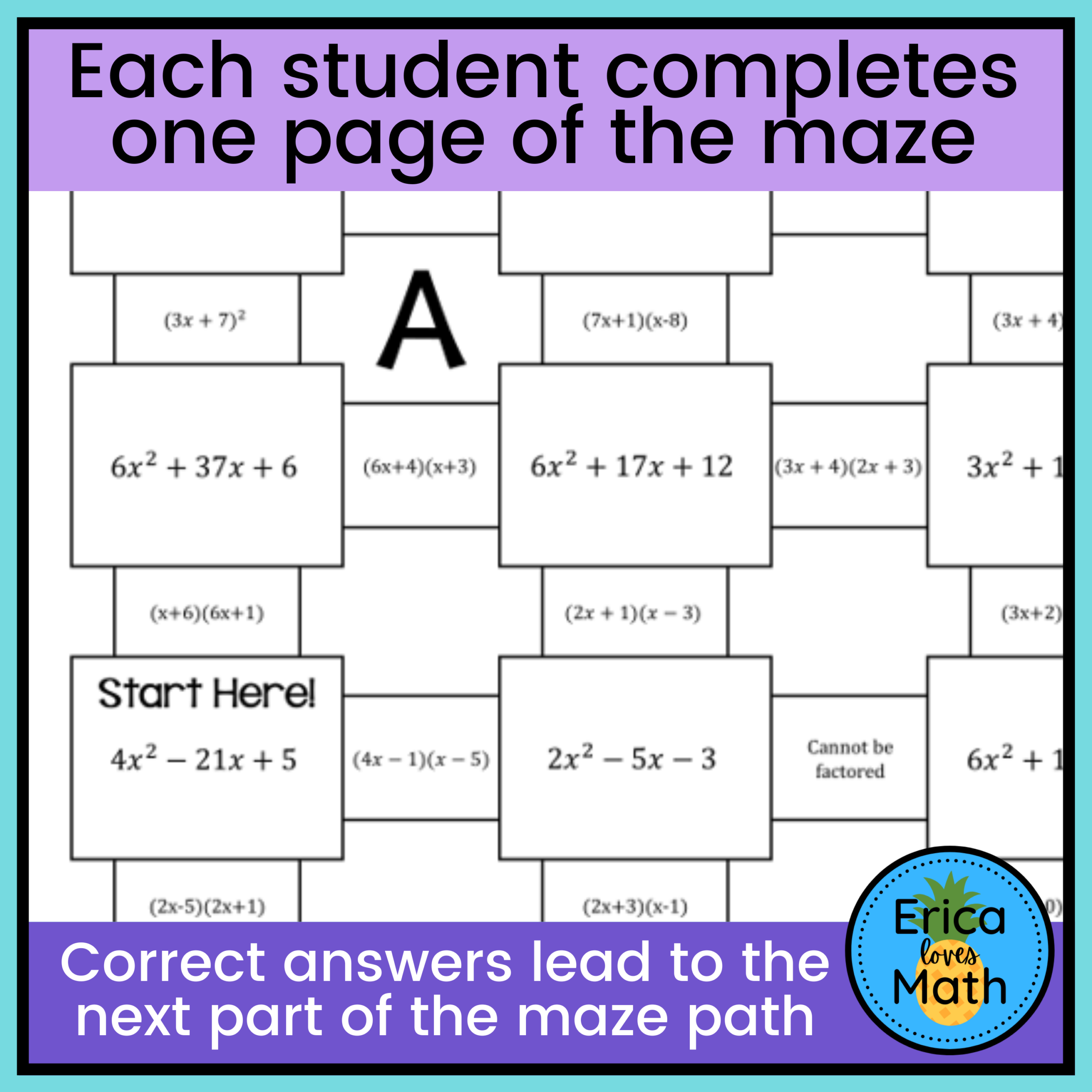 Factoring Trinomials au003e1 Activity Partner Maze Factoring Trinomials au003e1 Activity Partner Maze