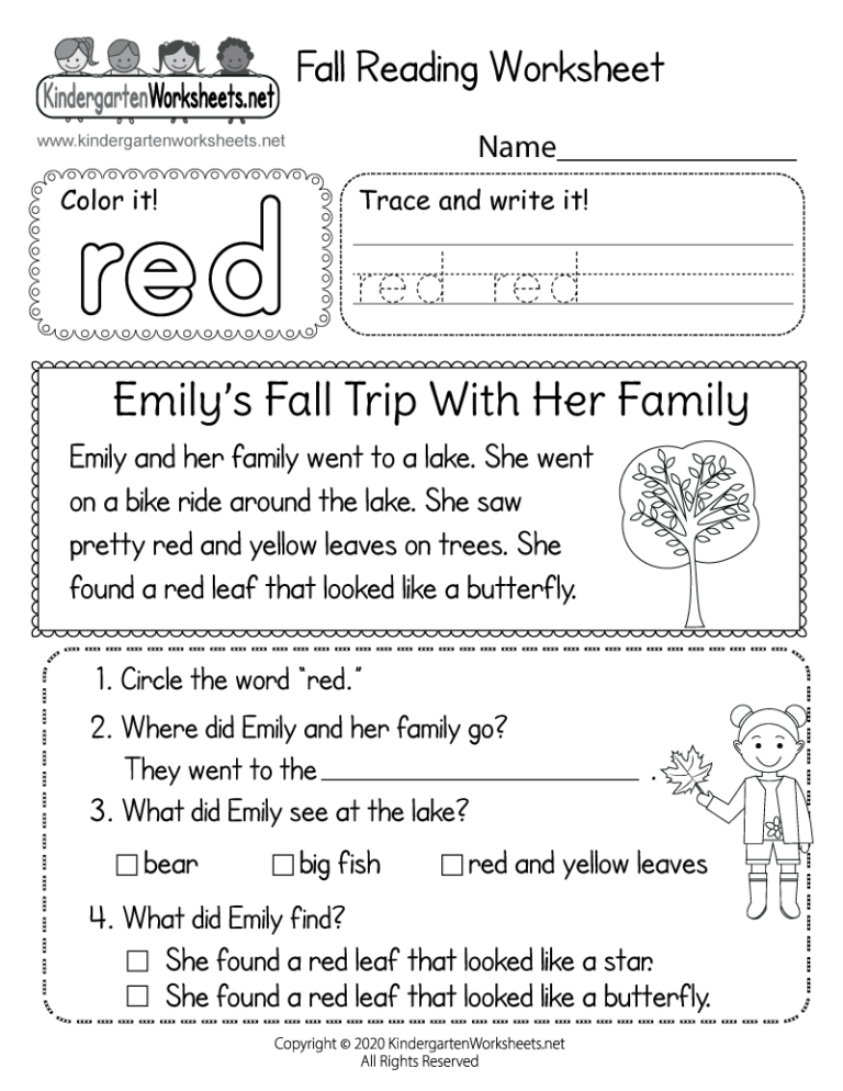 Fall Reading Worksheet Free Printable Digital U0026 PDF