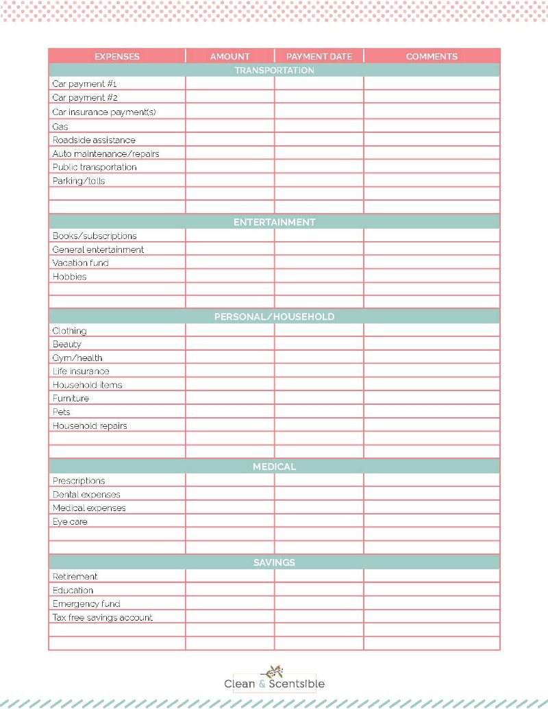 Printable Household Budget Worksheets Free Printable Household Budget Worksheets Free