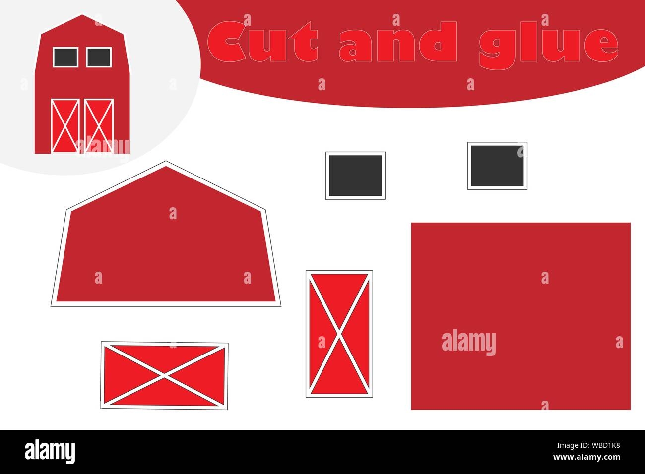Farm Barn In Cartoon Style Education Game For The Development Of Preschool Children Use Scissors And Glue To Create The Applique Cut Parts Of The I Stock Vector Image Art Farm Barn In Cartoon Style Education Game For The Development Of Preschool Children Use Scissors And Glue To Create The Applique Cut Parts Of The I Stock Vector Image Art