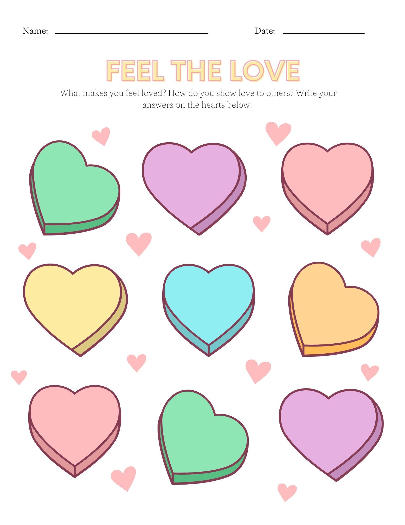 Feel The Love Valentines Day SEL Therapy Worksheet Etsy