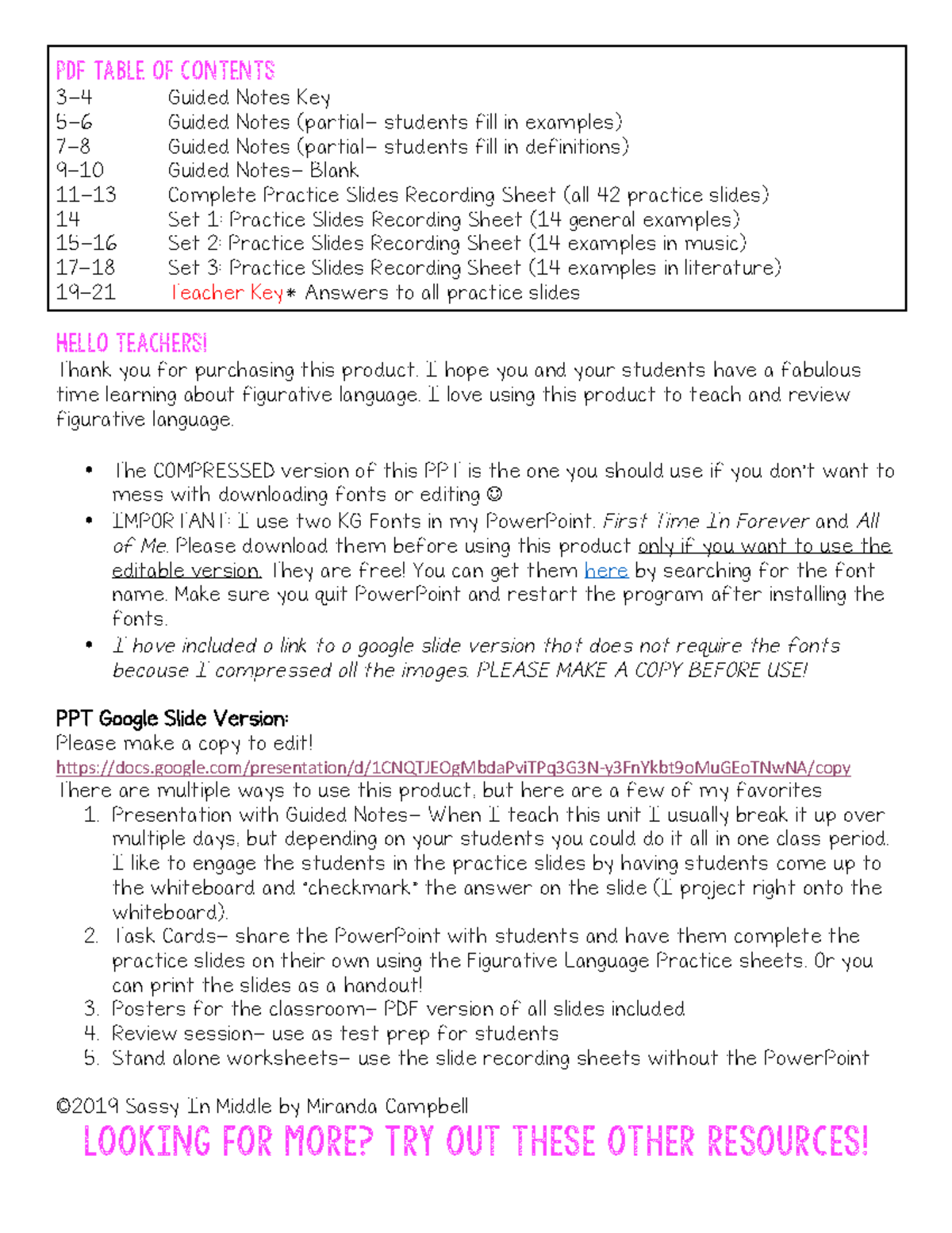 Figurative Language Notes PDF Table Of Contents 3 4 Guided Notes Key 5 6 Guided Notes partial Studocu