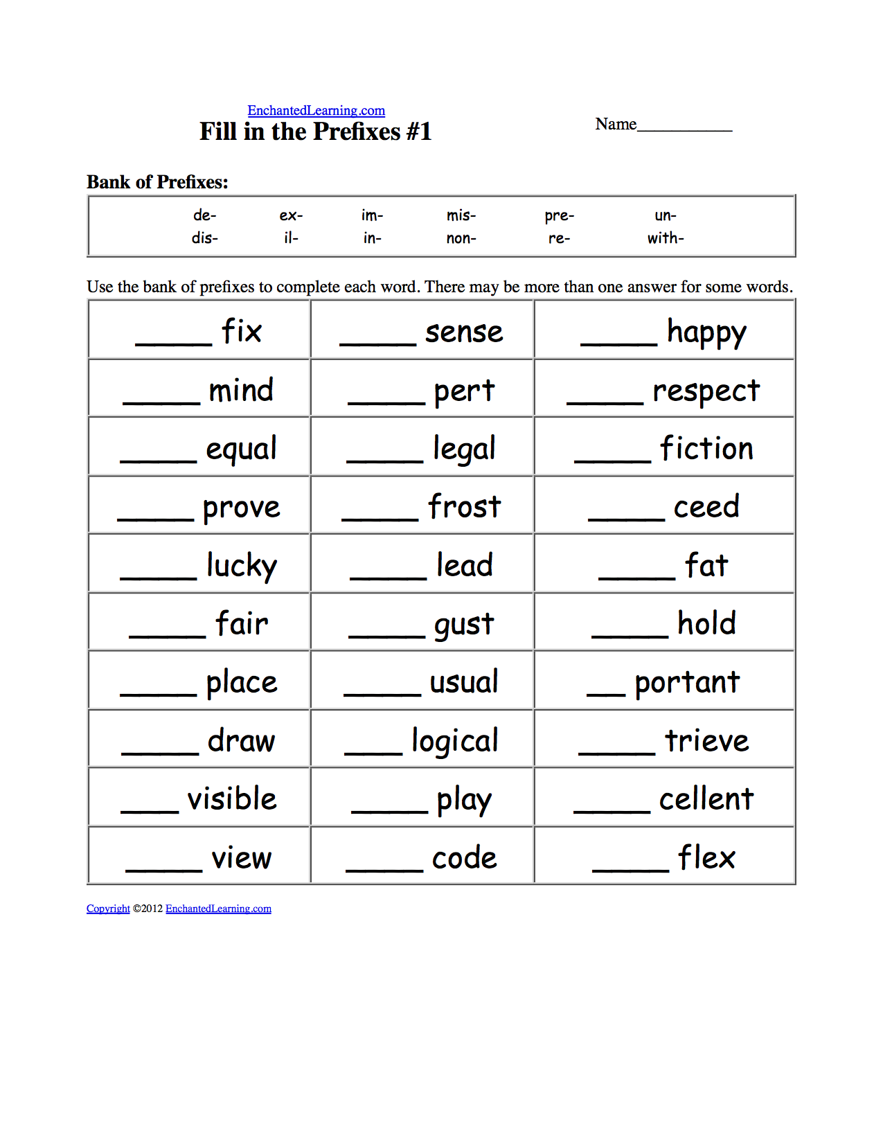 Root Words Free Printable Worksheets