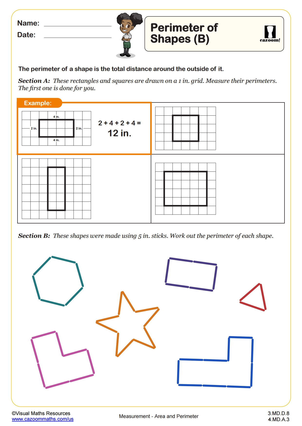 Finding The Missing Length From The Perimeter Worksheet Fun And Engaging 3rd Grade And 4th Grade Measurement And Data Worksheet Cazoom Math