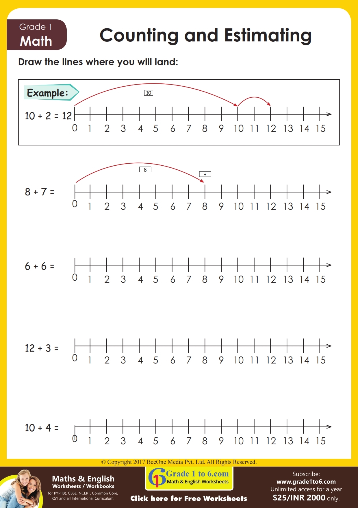 Number Line Math Worksheets