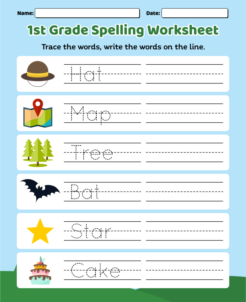 First Grade Spelling Words List Week 1 K12reader Worksheets Library
