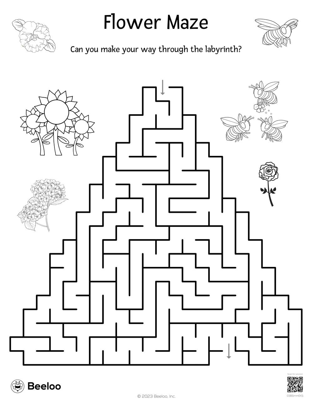 Flower themed Mazes Beeloo Printable Crafts And Activities For Kids