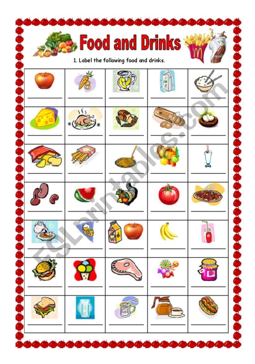 Printable Food And Drink Worksheet Printable Food And Drink Worksheet