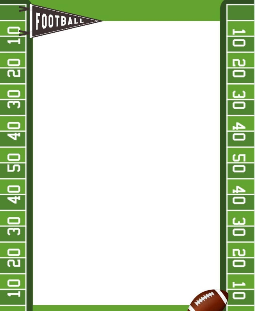 Football Border Pdf Printable Blank Sports Template Instant Download For Scrapbooks Superbowl Border Bulletin Board PNG Photo Frame Etsy