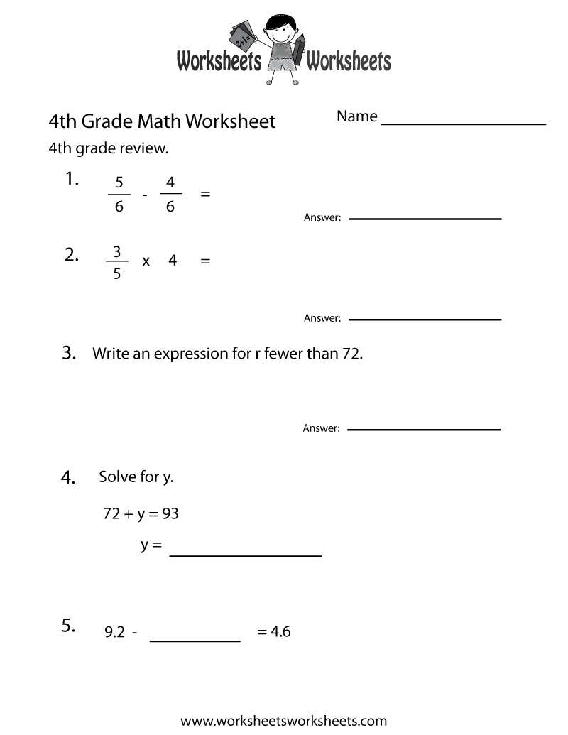 Fourth Grade Math Practice Worksheet Worksheets Worksheets Fourth Grade Math Practice Worksheet Worksheets Worksheets