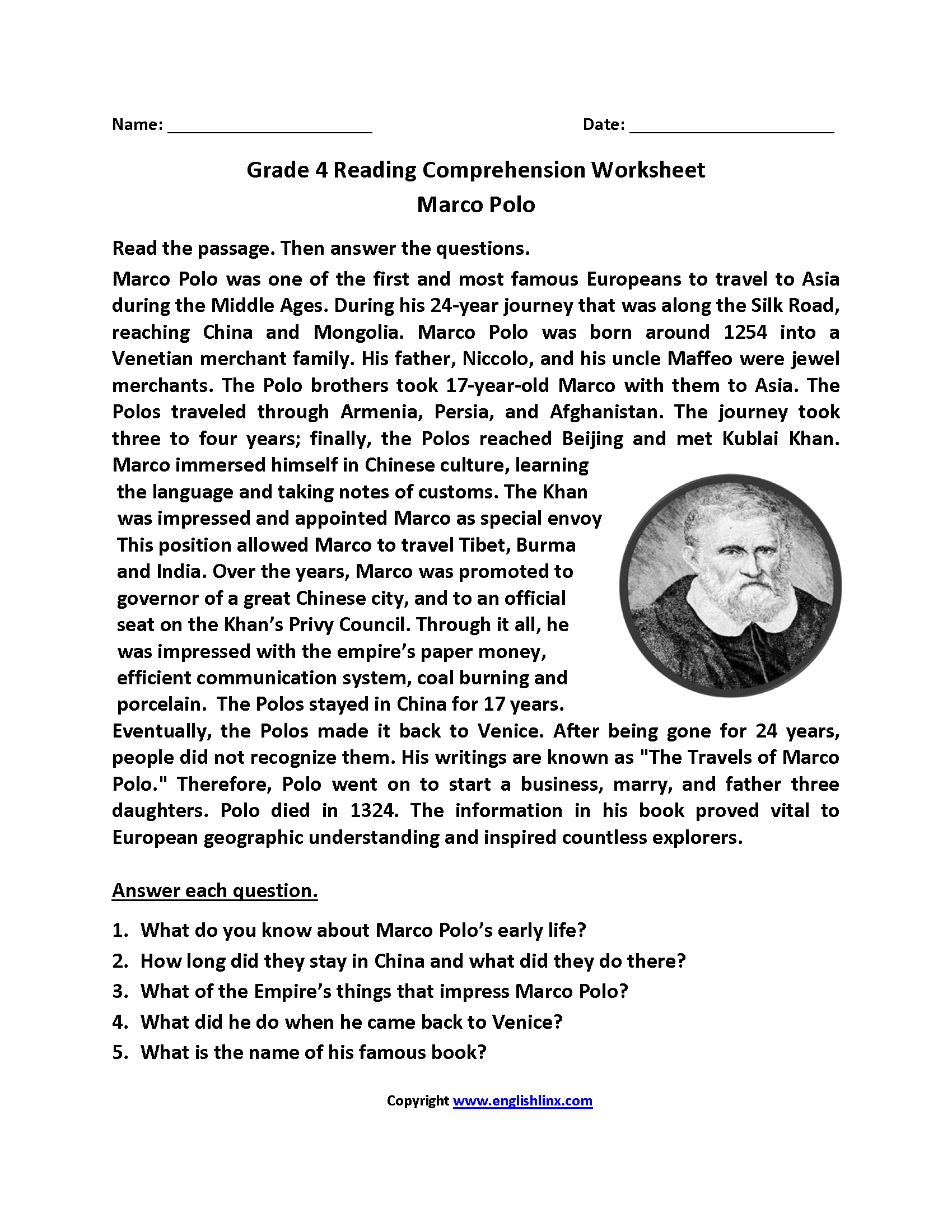 Fourth Grade Reading Worksheets Improve Fluency Comprehension