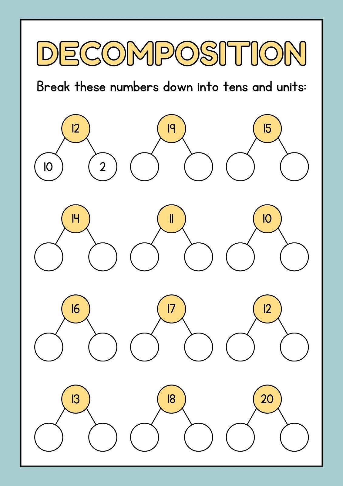 Math Worksheet For Class 1