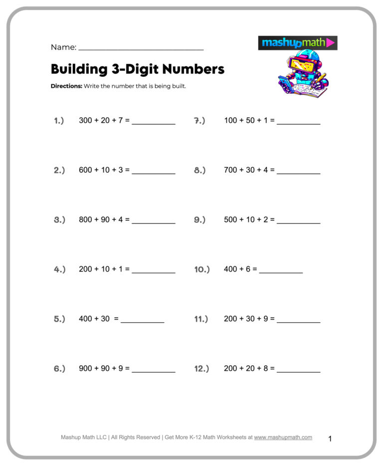 Free 4th Grade Math Worksheets Printable Mashup Math