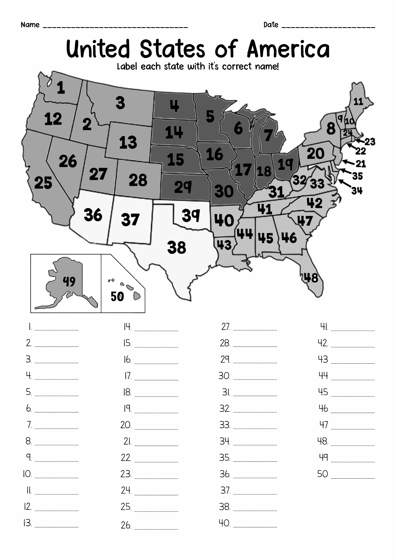 Free Printable 50 States Printable Worksheets Free Printable 50 States Printable Worksheets