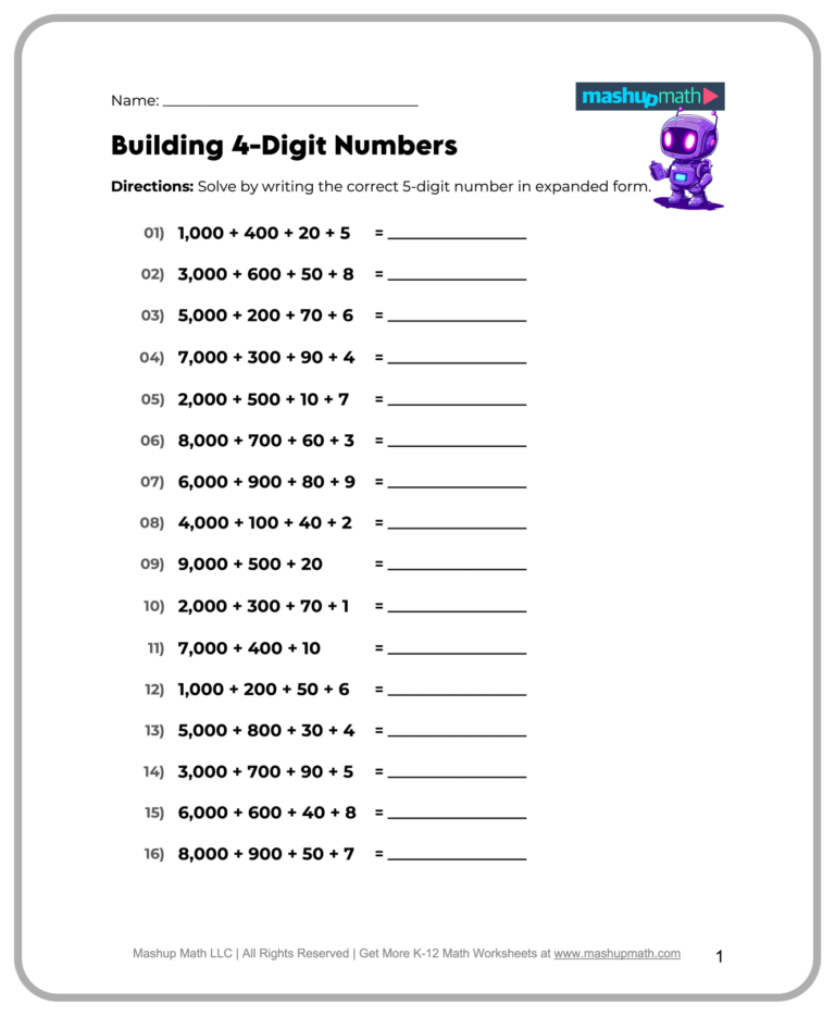 Free 5th Grade Math Worksheets Printable W Answers Mashup Math