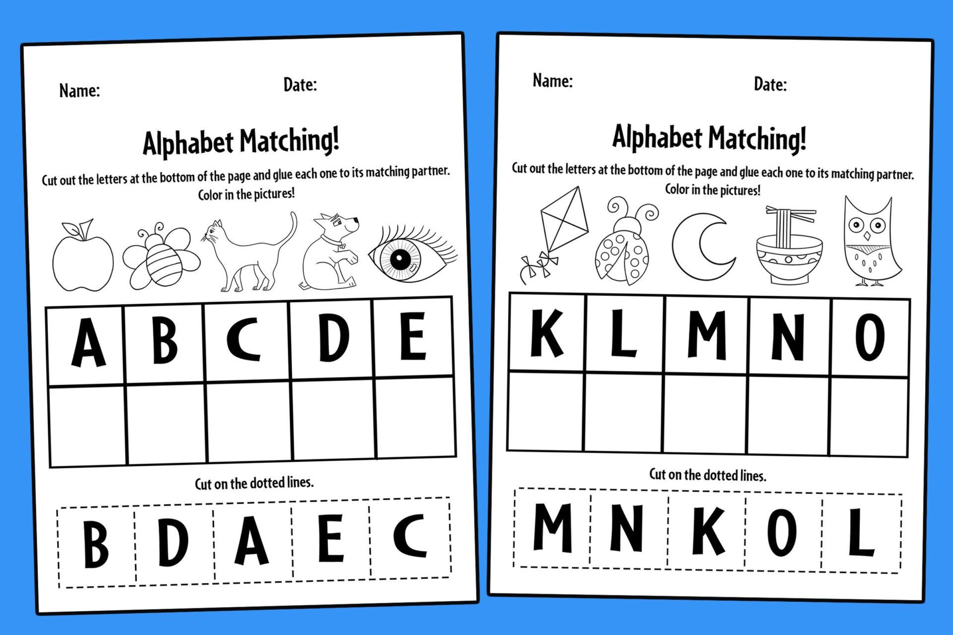 Matching Letters Of The Alphabet Worksheet