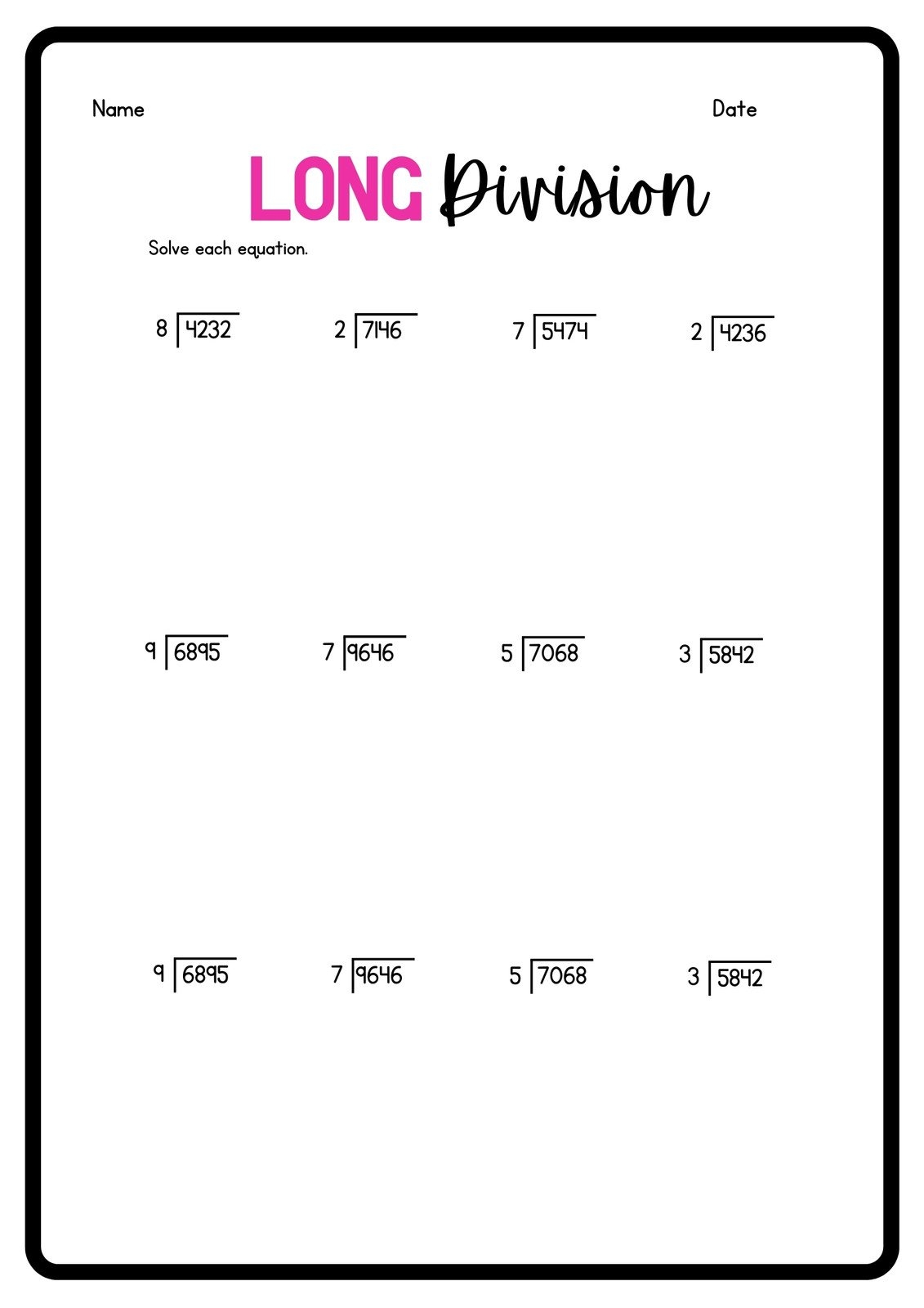 Math Long Division Worksheets Math Long Division Worksheets