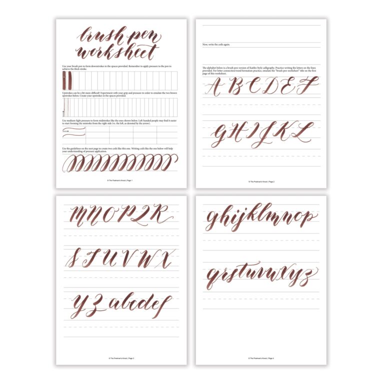 Free Basic Brush Pen Calligraphy Worksheet The Postman s Knock