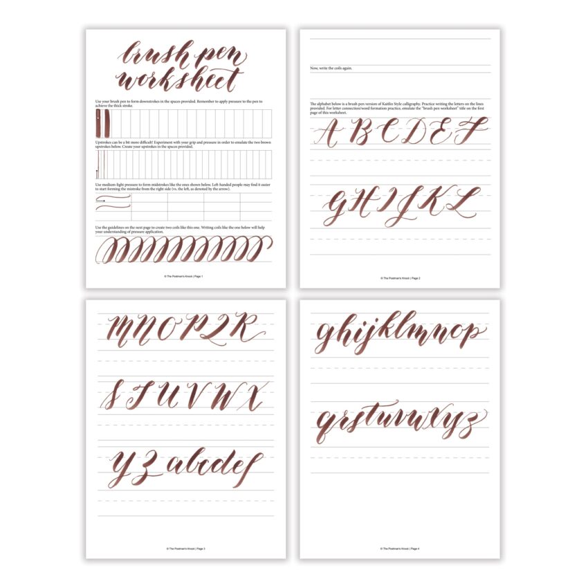 Free Basic Brush Pen Calligraphy Worksheet The Postman s Knock