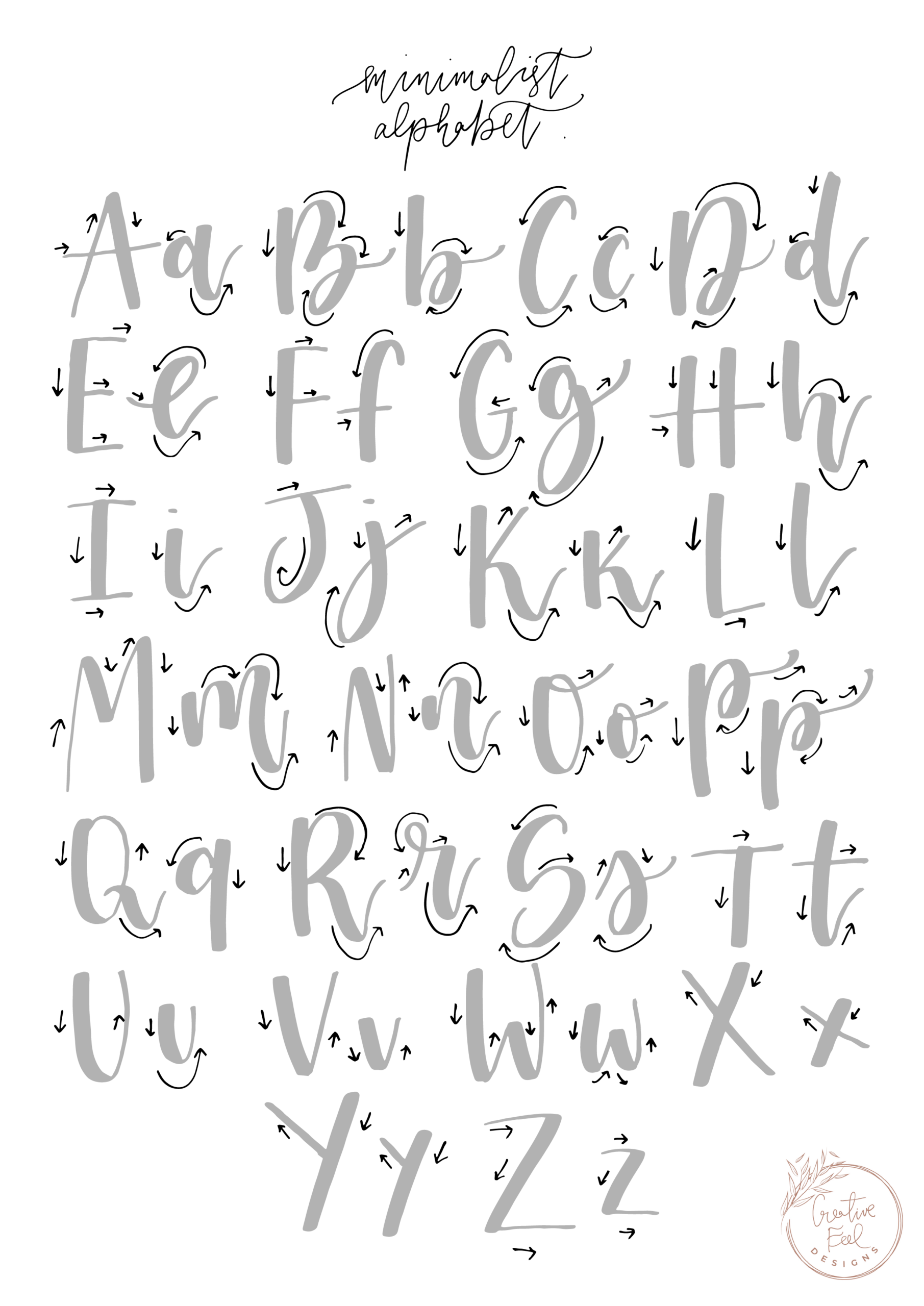 Free Brush Lettering Practice Sheet Minimalist Alphabet Modern Worksheets Library