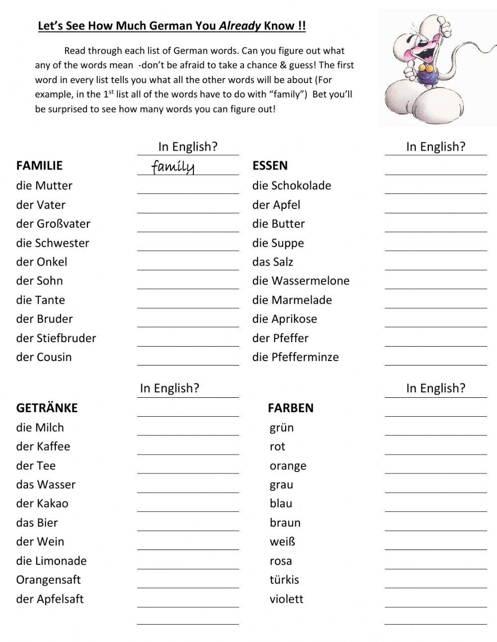 Cognates Worksheets Printable