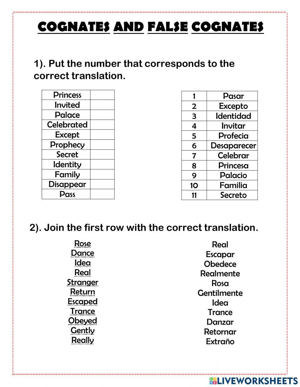 Free Cognates Worksheet Download Free Cognates Worksheet Png Images Free Worksheets On Clipart Library