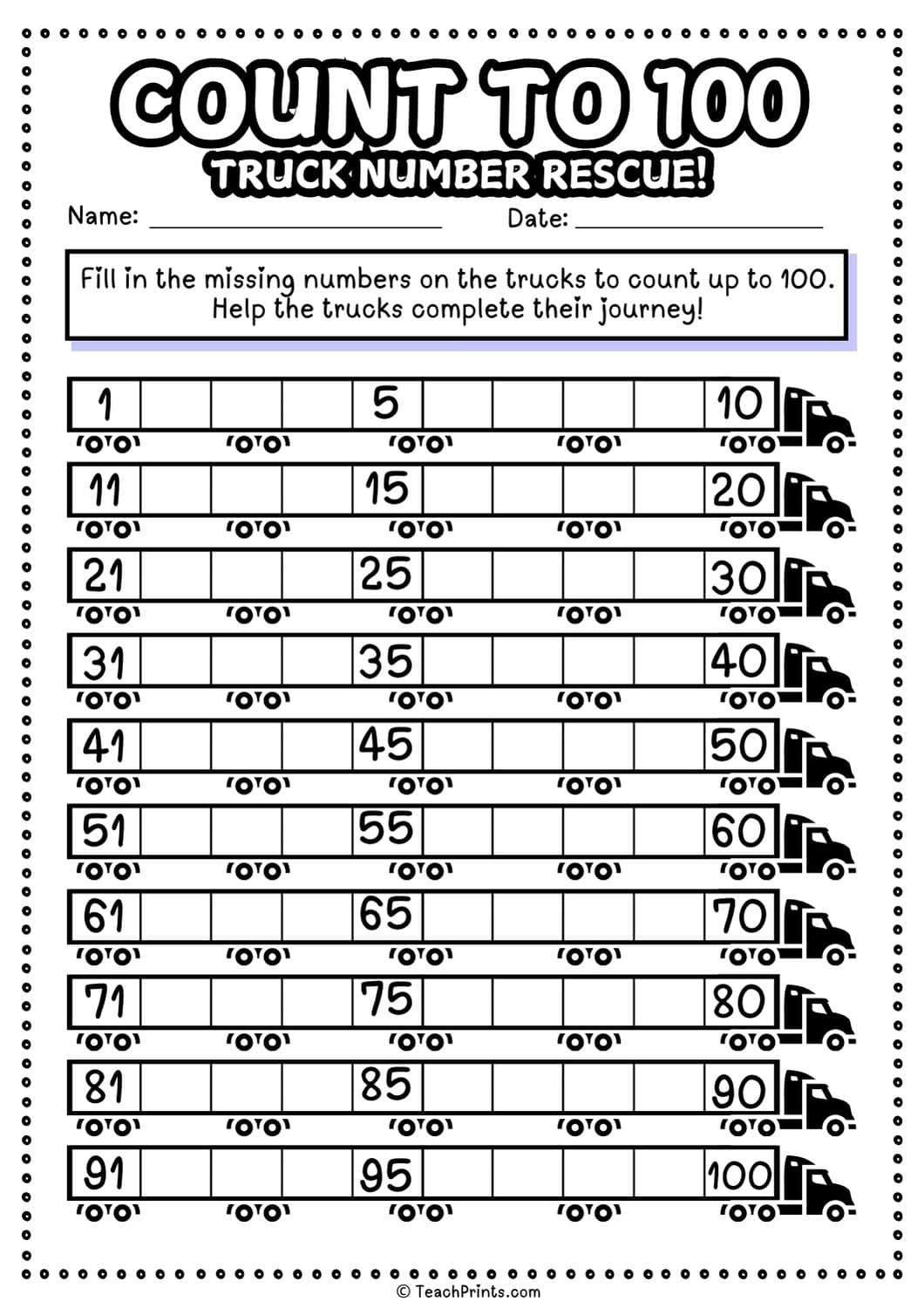 Free Count To 100 Worksheets Teach Prints Free Count To 100 Worksheets Teach Prints