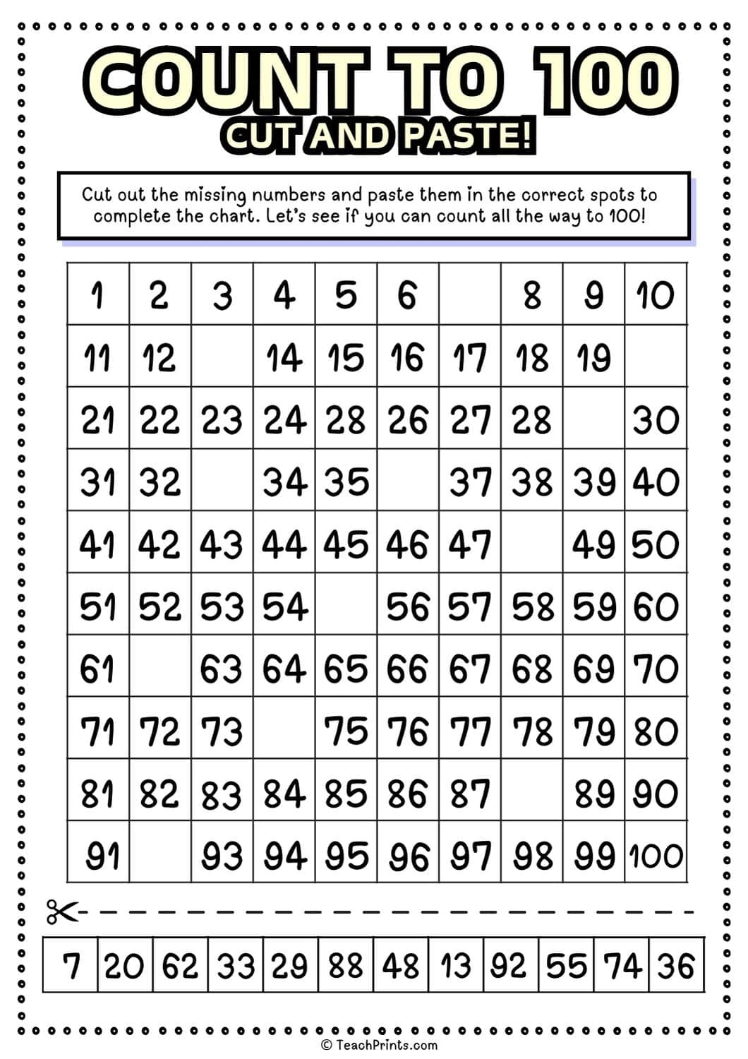 Free Count To 100 Worksheets Teach Prints Free Count To 100 Worksheets Teach Prints