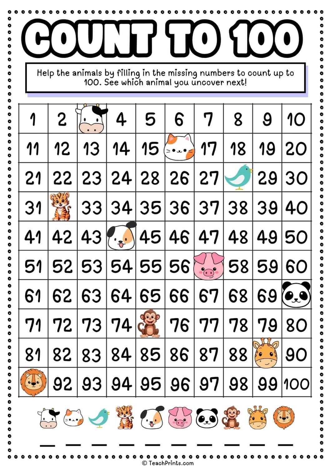 Free Count To 100 Worksheets Teach Prints Free Count To 100 Worksheets Teach Prints
