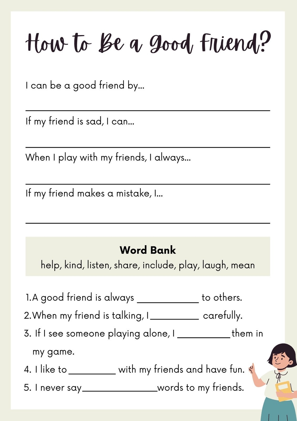 Free Printable Friendship Worksheets For Kindergarten Free Printable Friendship Worksheets For Kindergarten