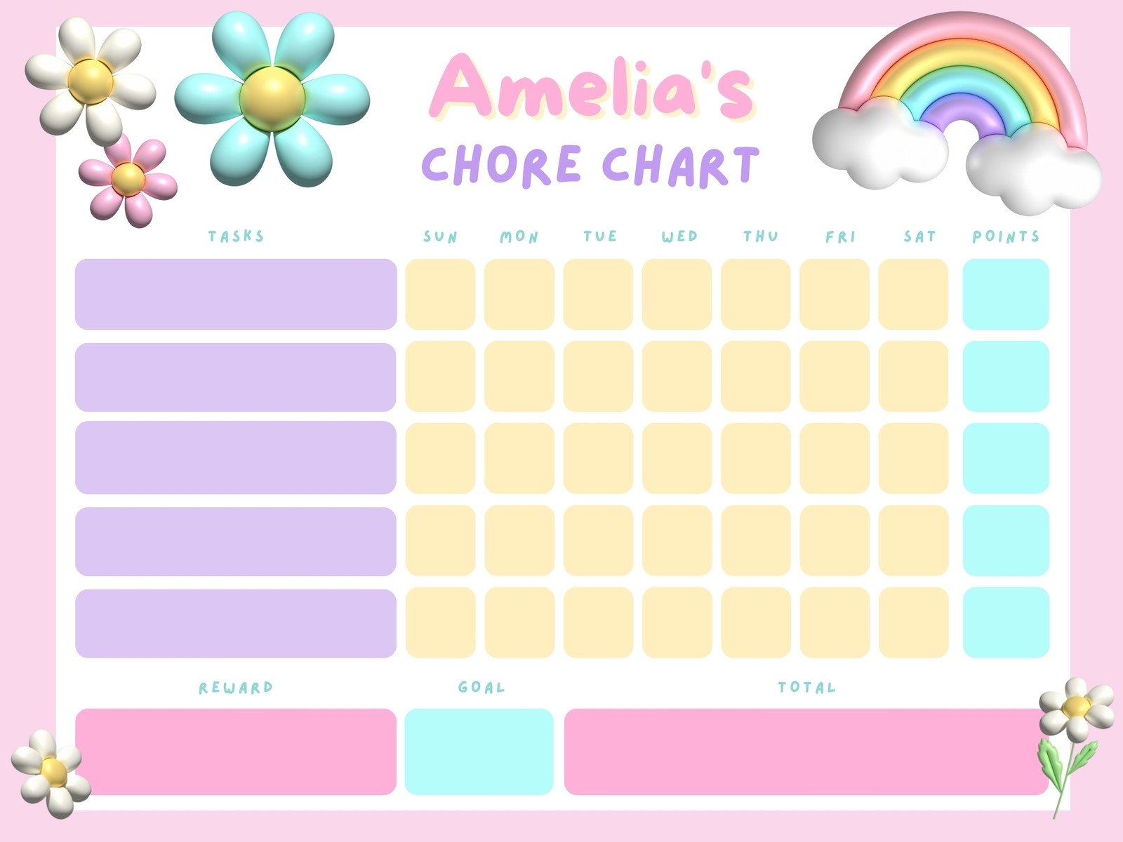 Free Customizable Chore Chart Templates To Print Canva