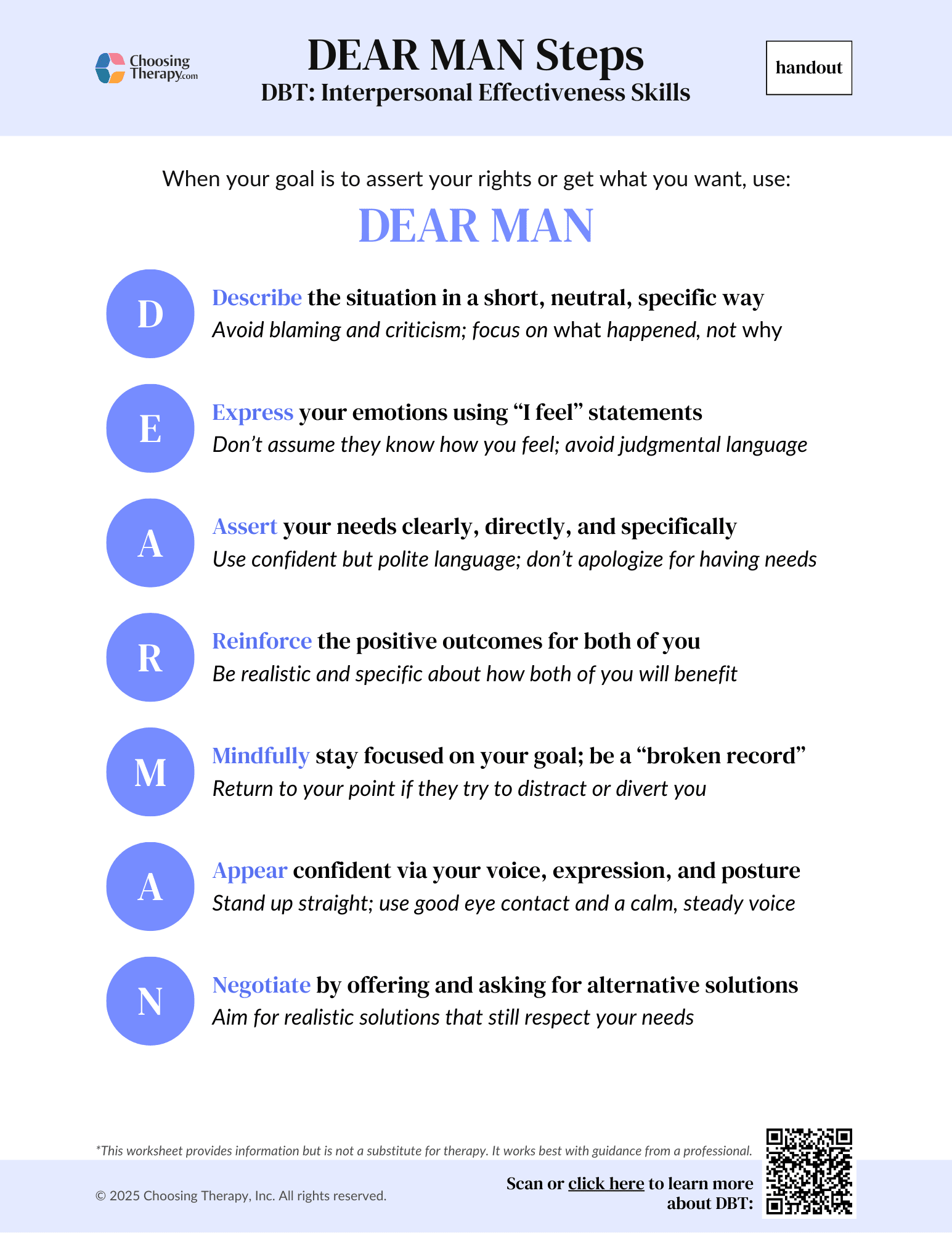 Free DBT DEAR MAN Worksheet Printable PDF ChoosingTherapy Free DBT DEAR MAN Worksheet Printable PDF ChoosingTherapy
