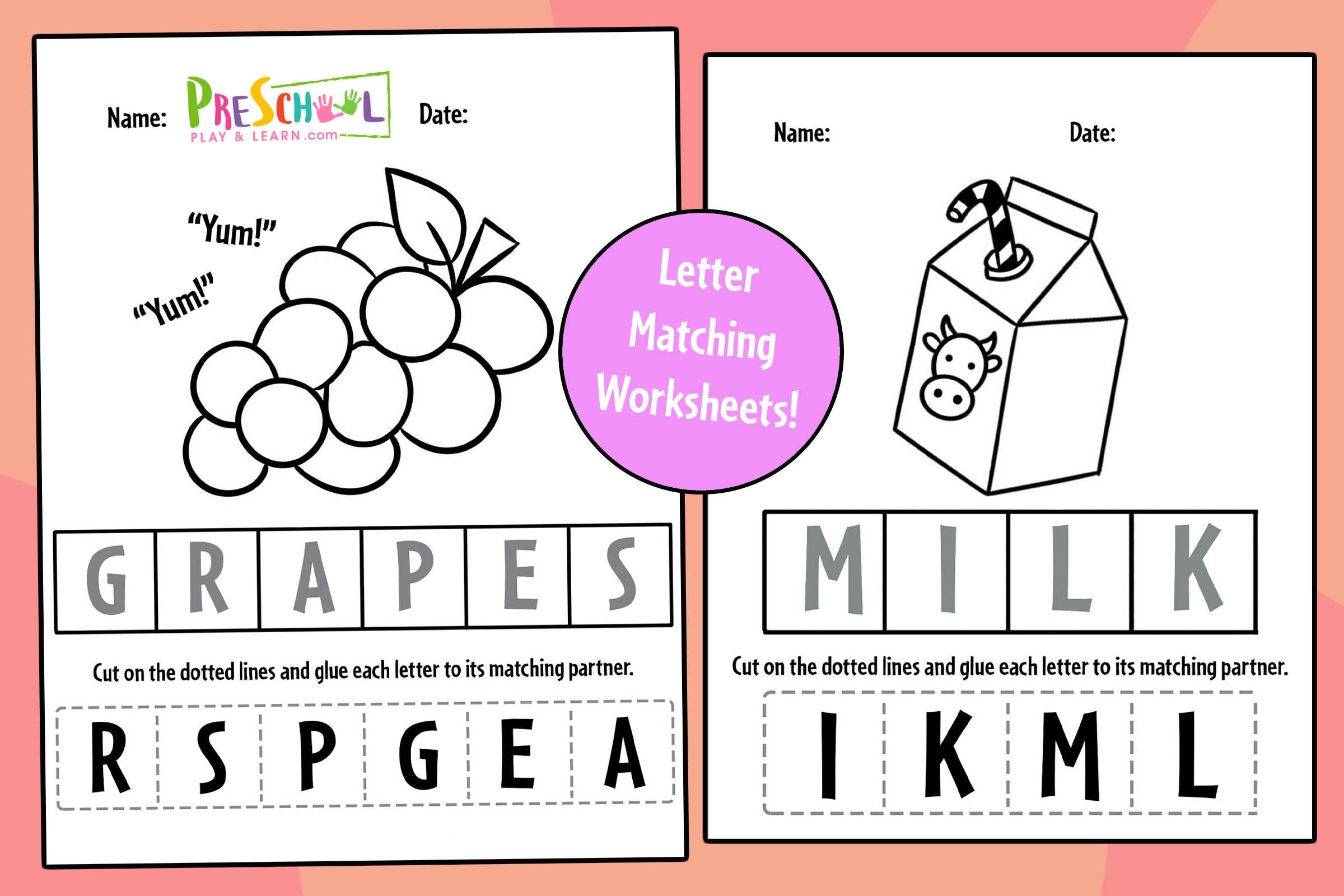 FREE Food Theme Letter Matching Worksheets FREE Food Theme Letter Matching Worksheets
