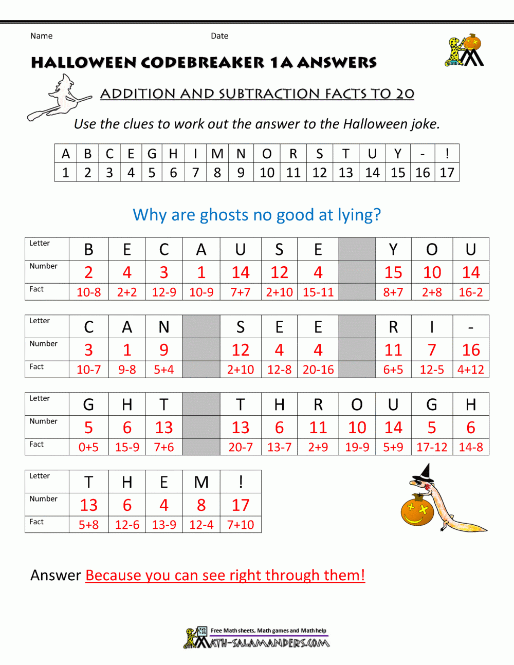 Halloween Math Worksheet Halloween Math Worksheet