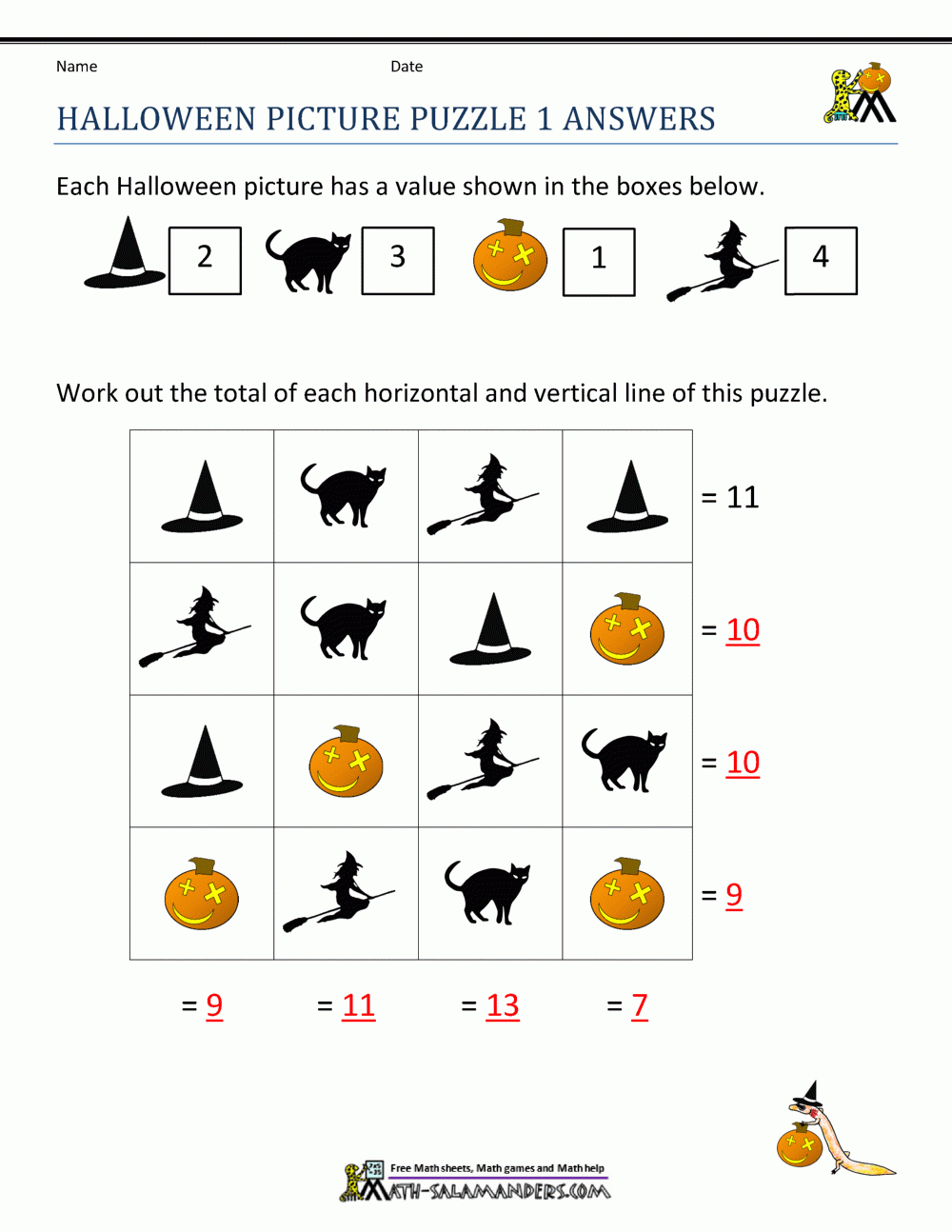 Free Halloween Math Worksheets Free Halloween Math Worksheets