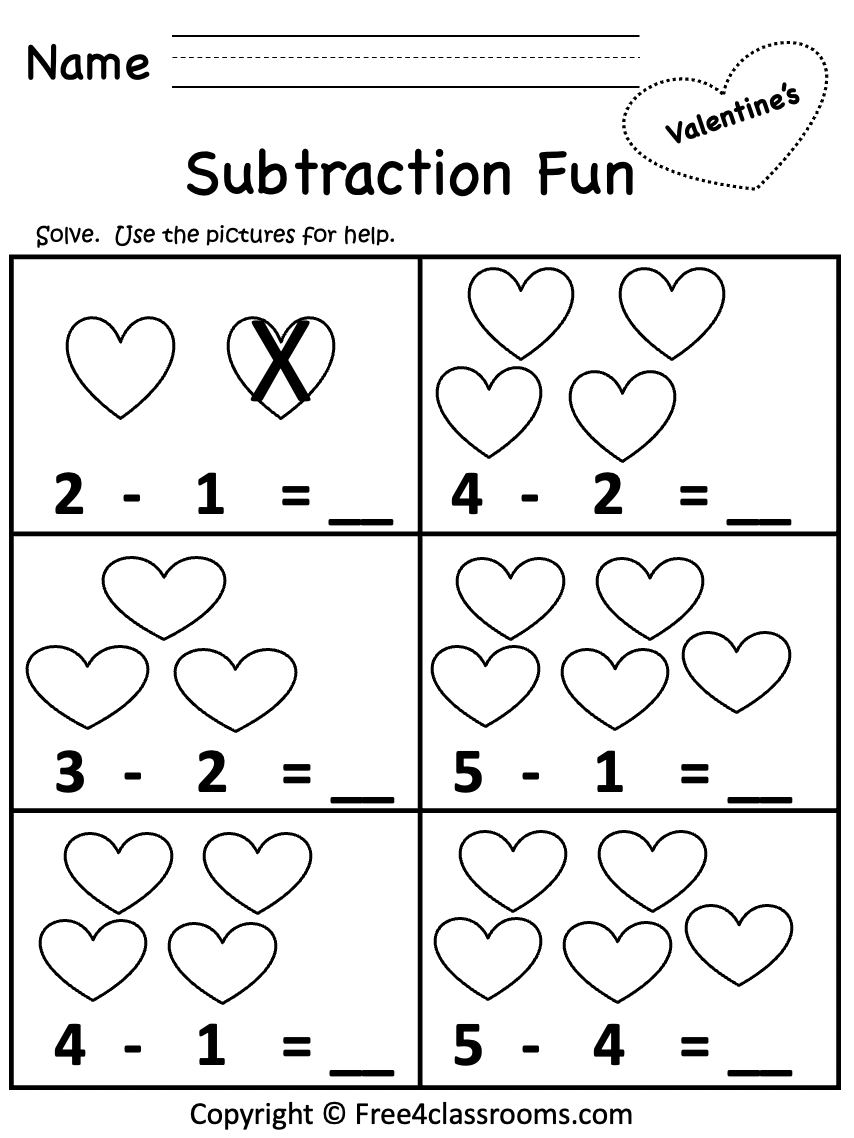 Free Kindergarten Subtraction Worksheets