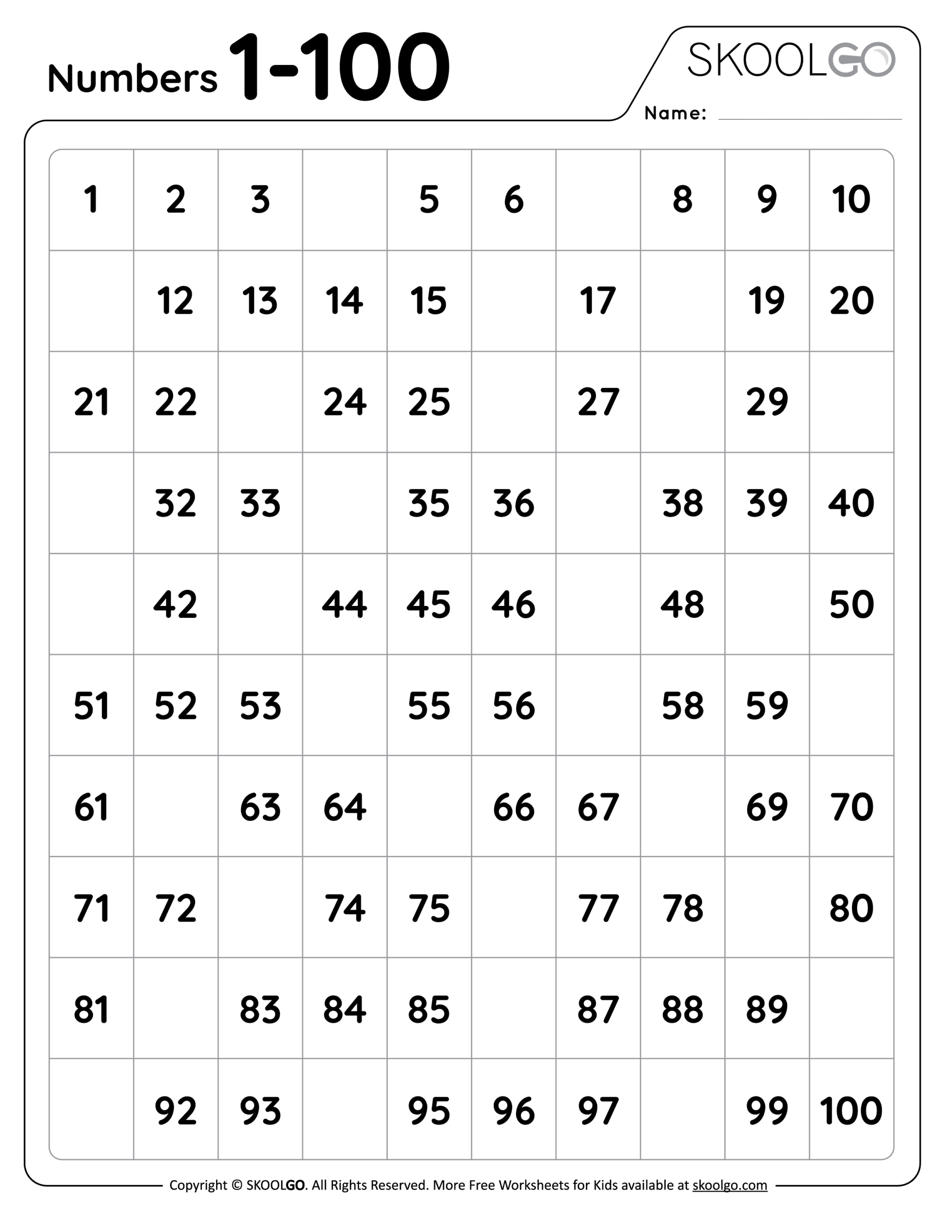 Free Kindergarten Counting To 100 Worksheets Free Kindergarten Counting To 100 Worksheets