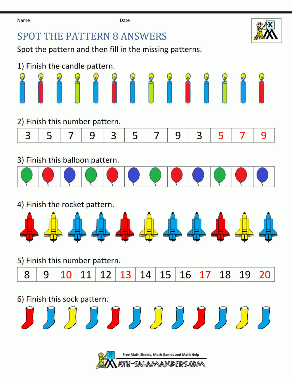 Free Kindergarten Worksheets Spot The Patterns Free Kindergarten Worksheets Spot The Patterns