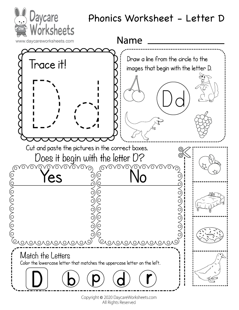 Free Letter D Phonics Worksheet For Preschool Beginning Sounds Free Letter D Phonics Worksheet For Preschool Beginning Sounds