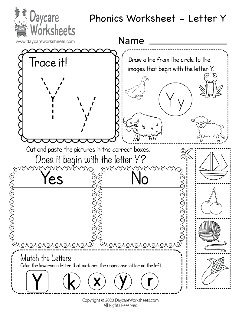 Free Letter Y Phonics Worksheet For Preschool Beginning Sounds Free Letter Y Phonics Worksheet For Preschool Beginning Sounds