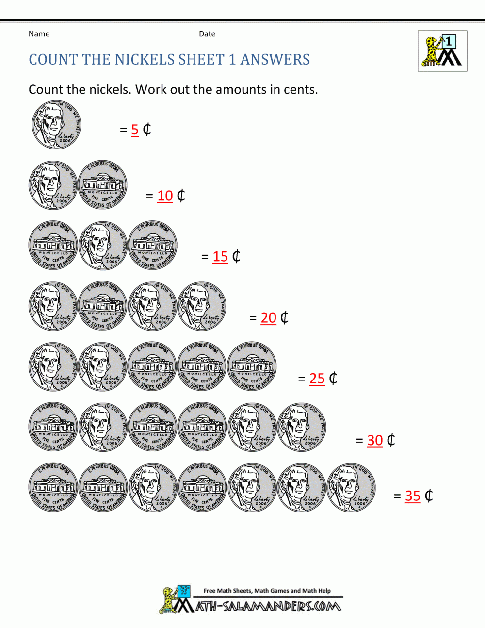 Free Printable Money Math Worksheets Pdf